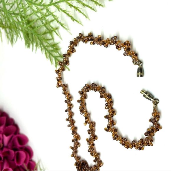 VINTAGE⚜️GENUINE GEODE Glass Beaded Choker Necklace - Picture 8 of 10